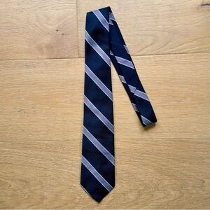Vintage St. Honore Paris Men's Repp Stripe Tie Black Blue Maroon White